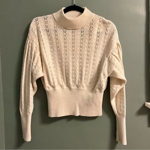Aritzia Wilfred puff sleeve crochet merino wool sweater